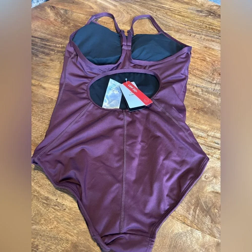 BALEAF Athletic Training Adjustable Strap One Piece Swimsuit size 34 plum/purple